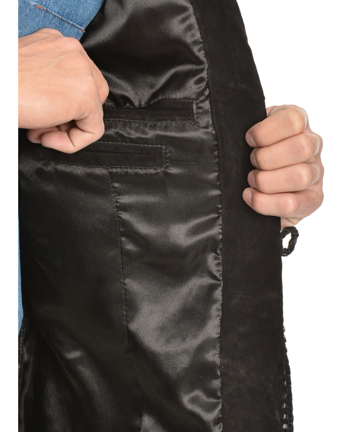 Image #6 - Scully Men's Hand Laced Bead Trim Coat, Black, hi-res