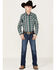 Cody James Boys' Plaid Print Long Sleeve Snap Western Shirt, Blue, hi-res