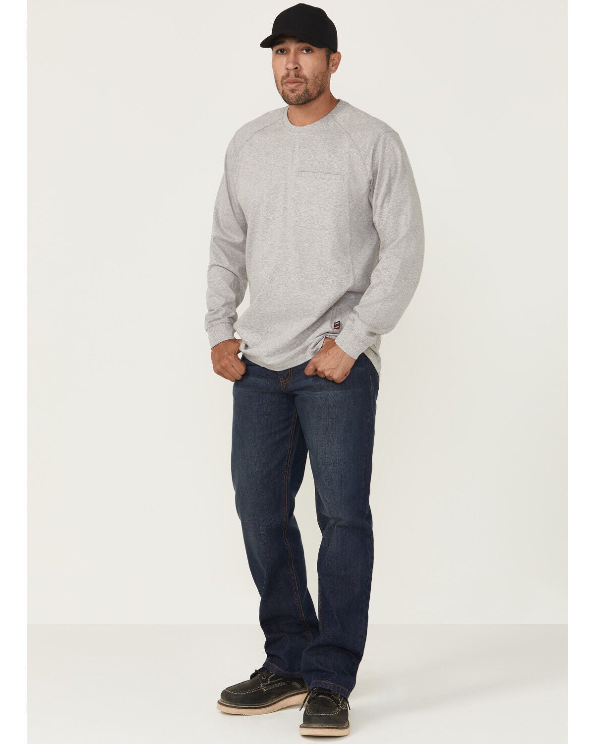 Forge Workwear Men's FR Cross Hatch Medium Wash Inherent Relaxed Bootcut Rigid Denim Jeans, Medium Blue, hi-res