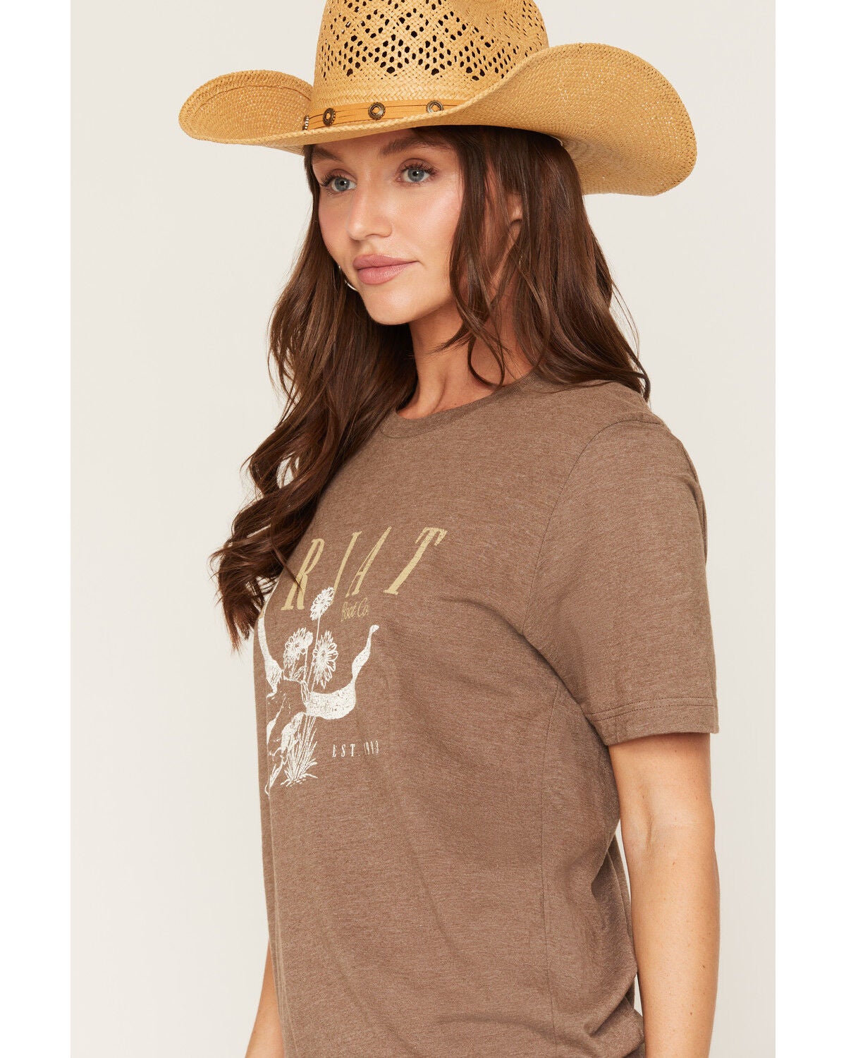 Image #2 - Ariat Women's Skull Logo Short Sleeve Graphic Tee, Brown, hi-res