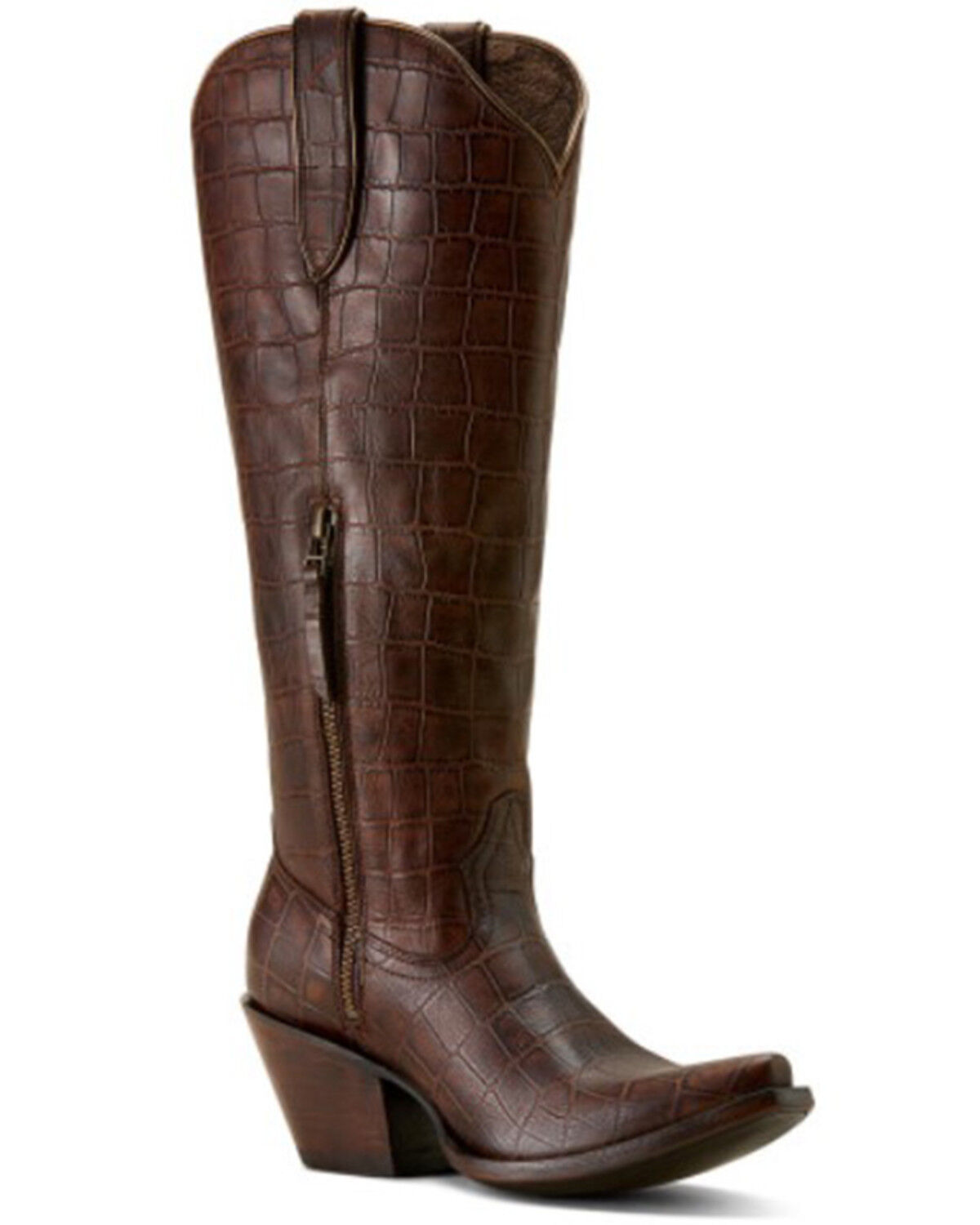 Image #1 - Ariat Women's Casanova Crocodile Print Western Boots - Snip Toe, Brown, hi-res