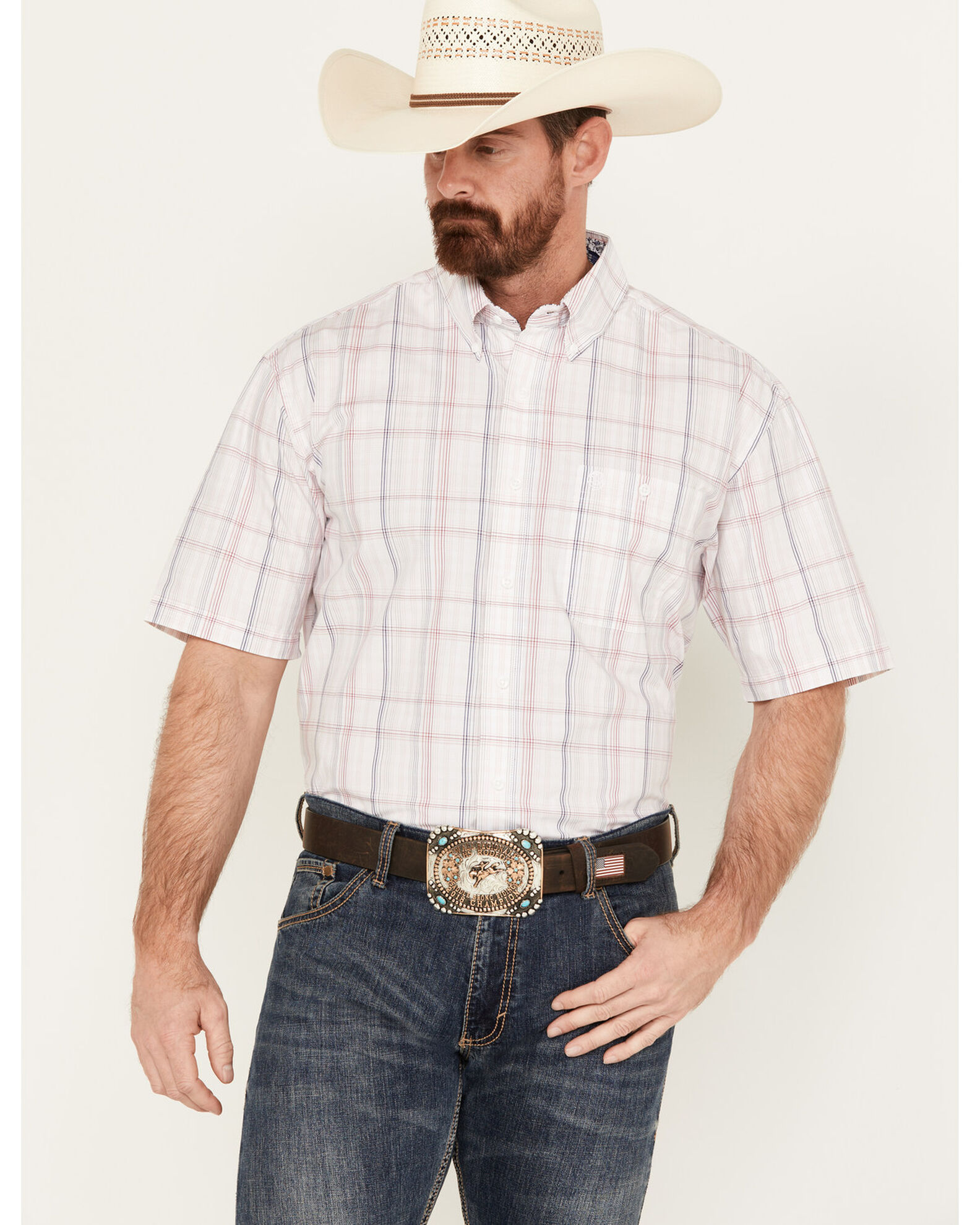 Wrangler George Strait by Wrangler Men s Plaid Print Short Sleeve