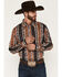 Image #1 - Wrangler Men's Checotah Southwestern Print Long Sleeve Snap Western Shirt, Brown, hi-res