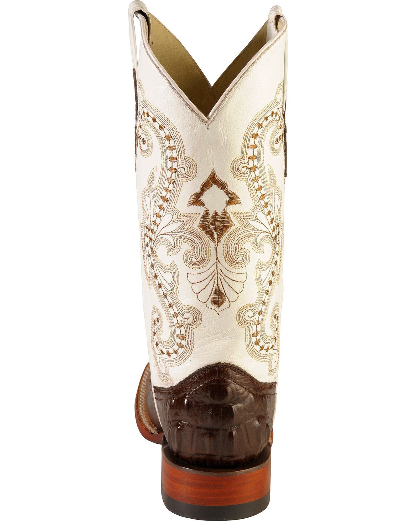 Image #7 - Ferrini Women's Hornback Caiman Print Western Boots - Broad Square Toe, Chocolate, hi-res