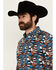 Image #2 - RANK 45® Men's Yaak Abstract Geo Print Long Sleeve Button-Down Stretch Western Shirt, Chocolate, hi-res