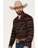 Image #2 - Rock & Roll Denim Men's Southwestern Stripe Stretch Long Sleeve Snap Shirt, Burgundy, hi-res