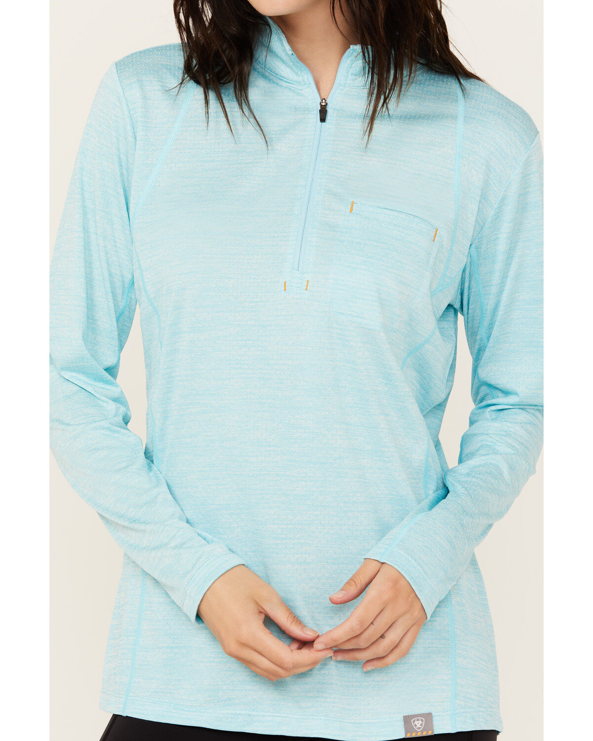 Image #3 - Ariat Women's Rebar Evolve 1/2 Zip Long Sleeve Work Shirt, Turquoise, hi-res