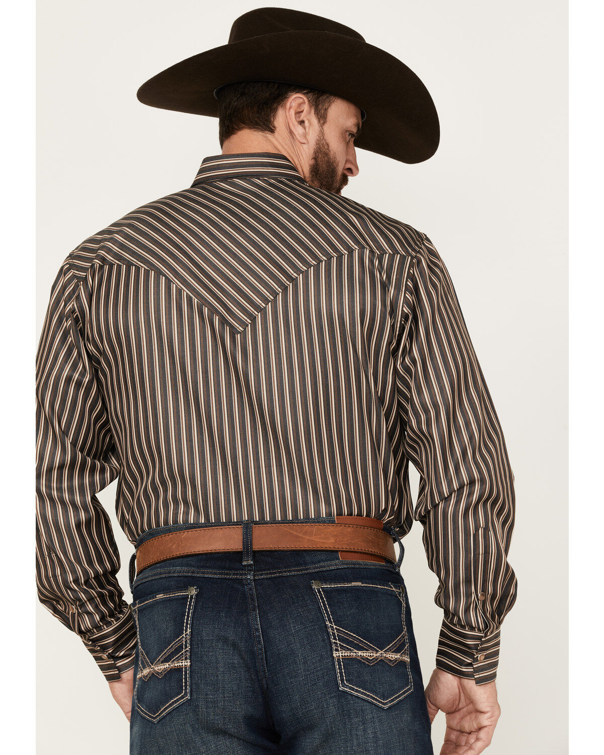 Image #4 - Reisistol Men's Quinton Stripe Snap Western Shirt, Black/tan, hi-res