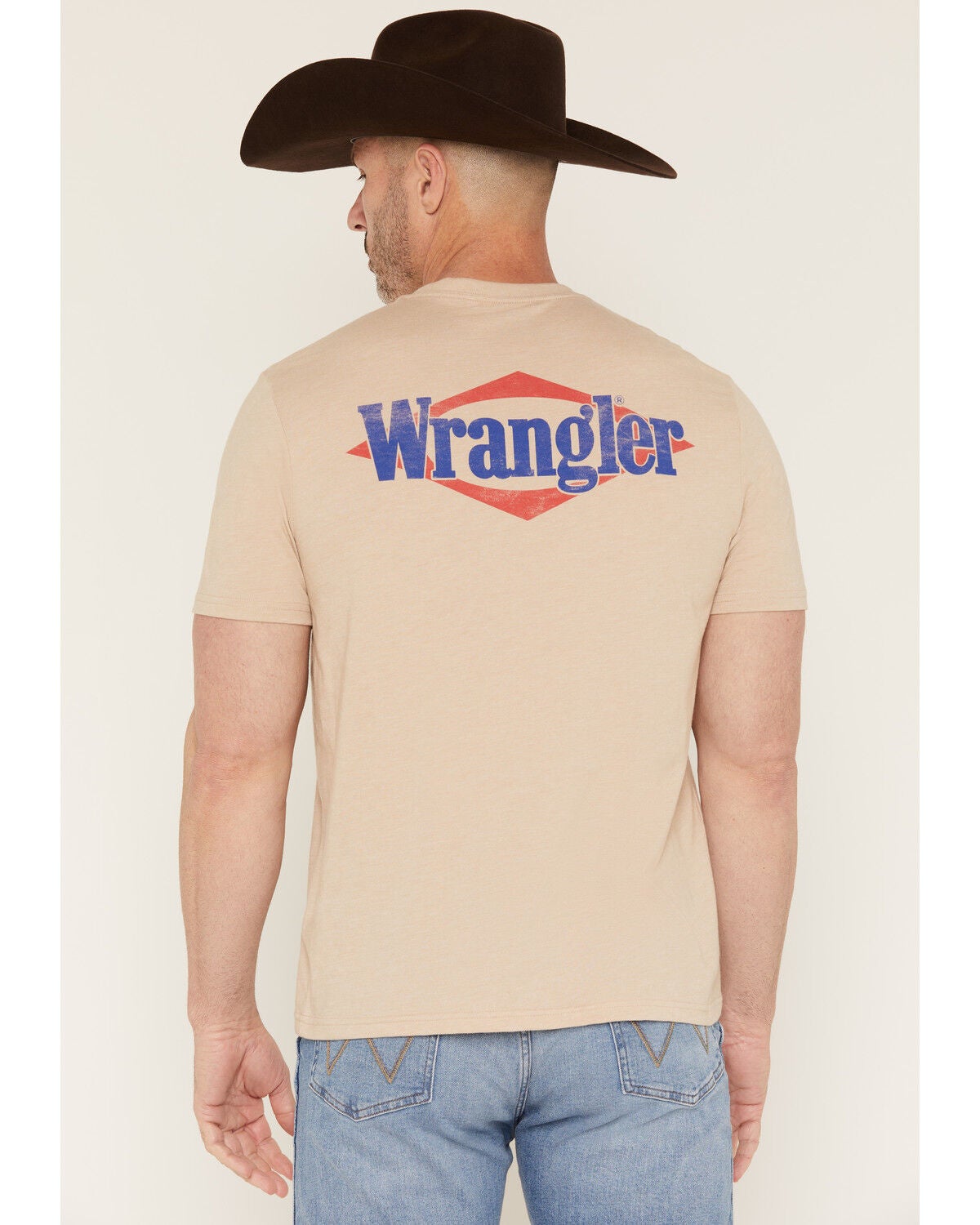 Wrangler Men's Logo Short Sleeve Graphic T-Shirt, Sand, hi-res