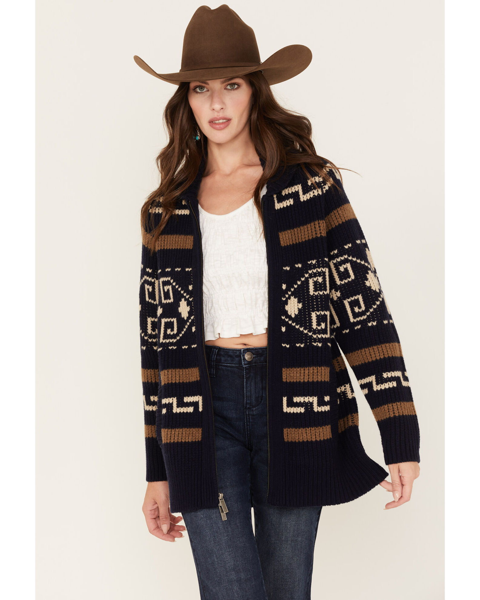 Erobrer strop strå Pendleton Women's Westerley Mixed Print Long Cardigan Sweater | Boot Barn