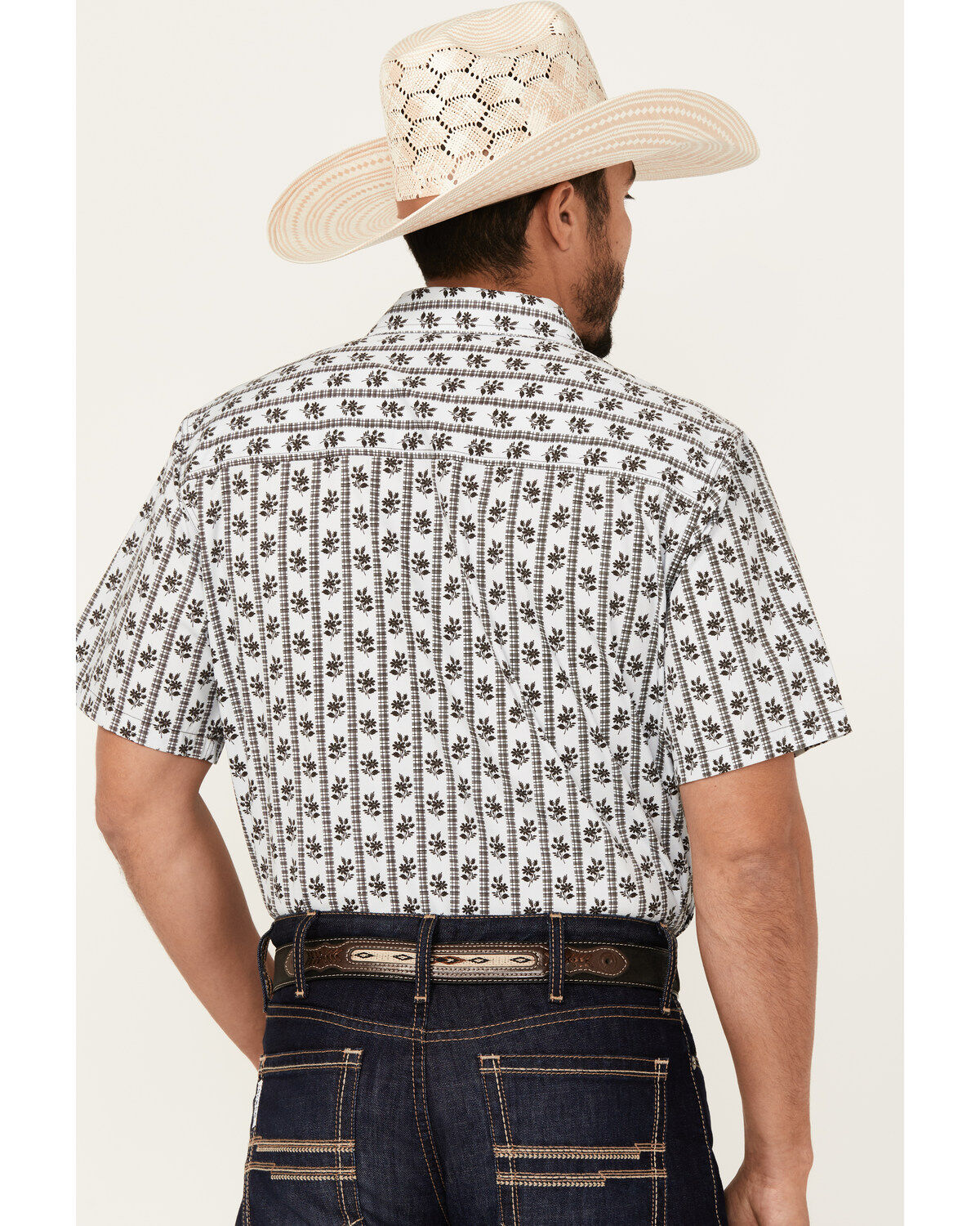 Image #4 - Gibson Trading Co Talking Stick Vertical Striped Print Short Sleeve Button-Down Western Shirt, Light Blue, hi-res