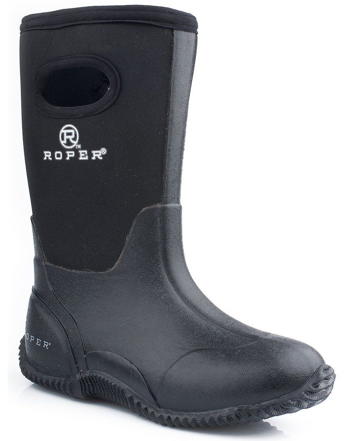 Roper Boys' Neoprene Boots - Round Toe, Black, hi-res