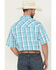 Image #4 - Wrangler Men's 20X Plaid Print Short Sleeve Snap Stretch Western Shirt - Tall, Turquoise, hi-res
