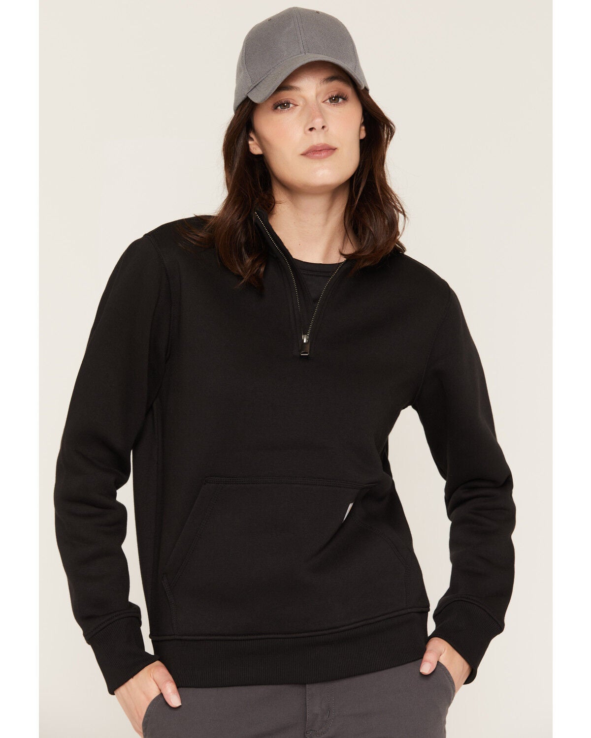 Image #1 - Carhartt Women's Clarksburg 1/4 Zip Pullover Sweatshirt, Black, hi-res