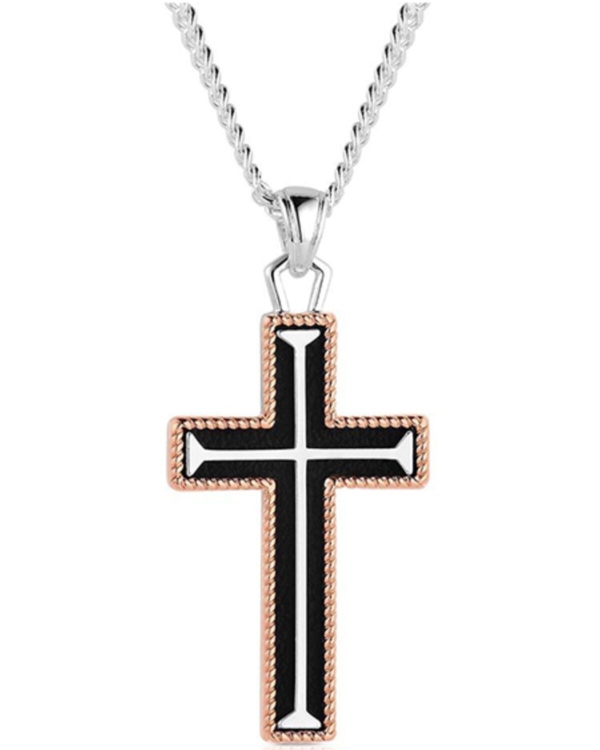 Montana Silversmiths Men's Cross Necklace, Silver, hi-res
