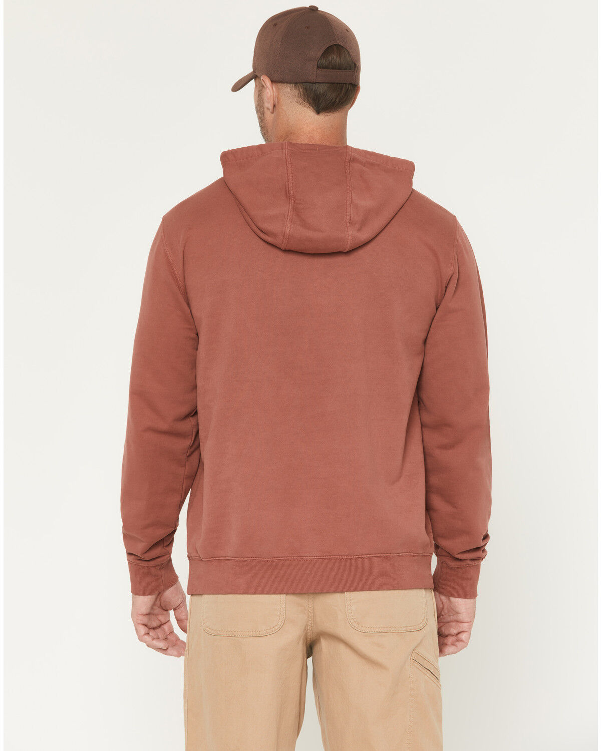 Image #4 - Carhartt Men's Re-Engineered Relaxed Fit Midweight Garment Dyed French Terry Graphic Hooded Sweatshirt, Dark Red, hi-res