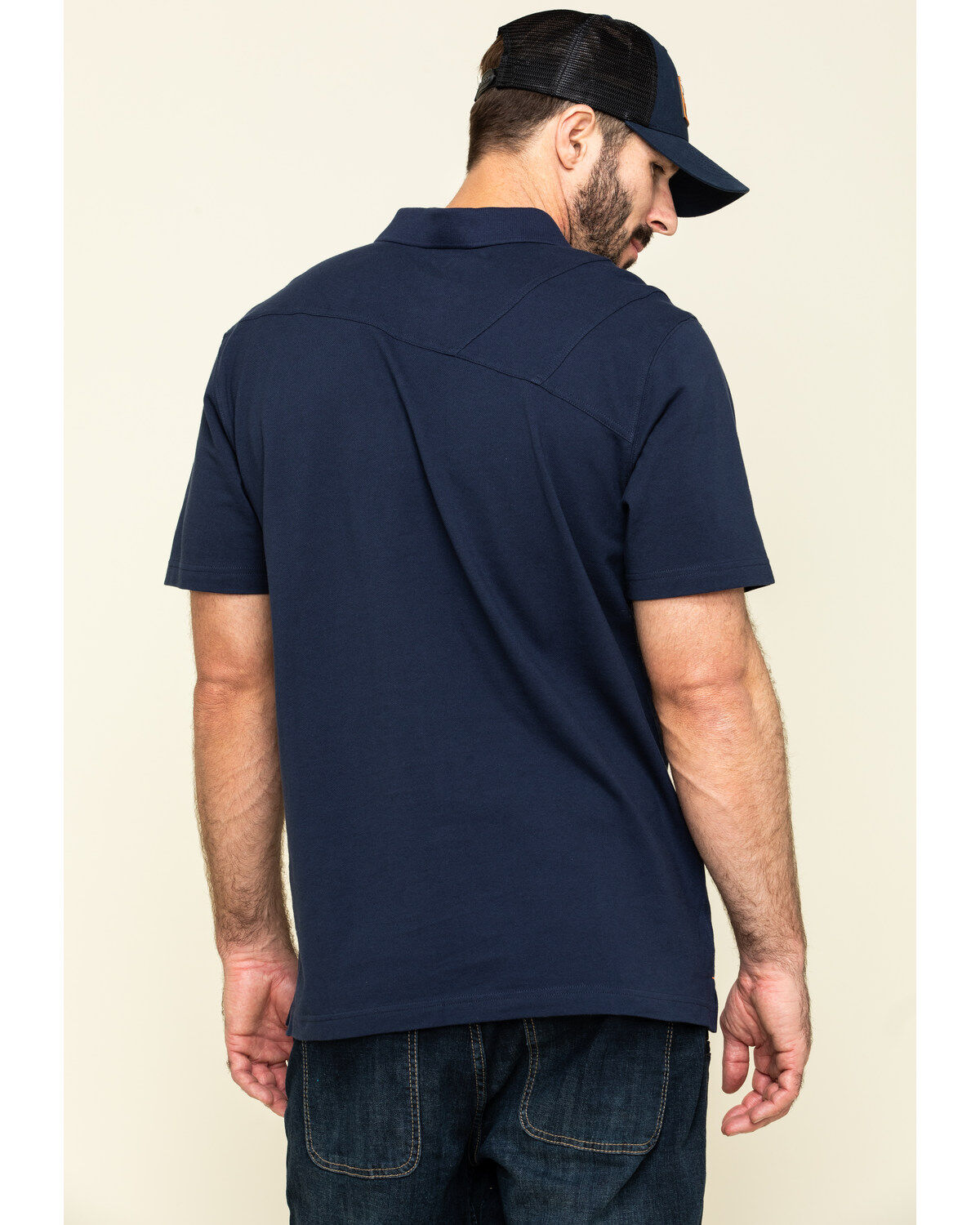 Image #2 - Hawx Men's Navy Miller Pique Short Sleeve Work Polo Shirt - Big, Navy, hi-res