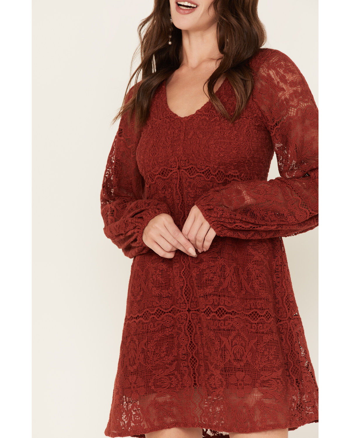 Image #3 - Jen's Pirate Booty Women's Spice Divination Lace Mini Dress, Brick Red, hi-res