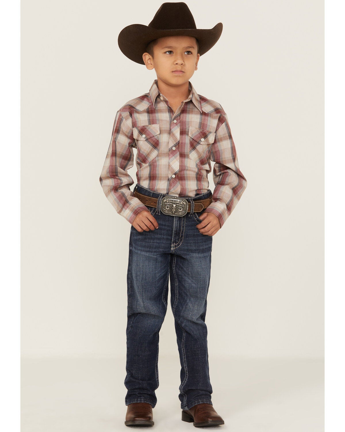 Image #2 - Roper Boys' Plaid Print Long Sleeve Pearl Snap Western Shirt, , hi-res