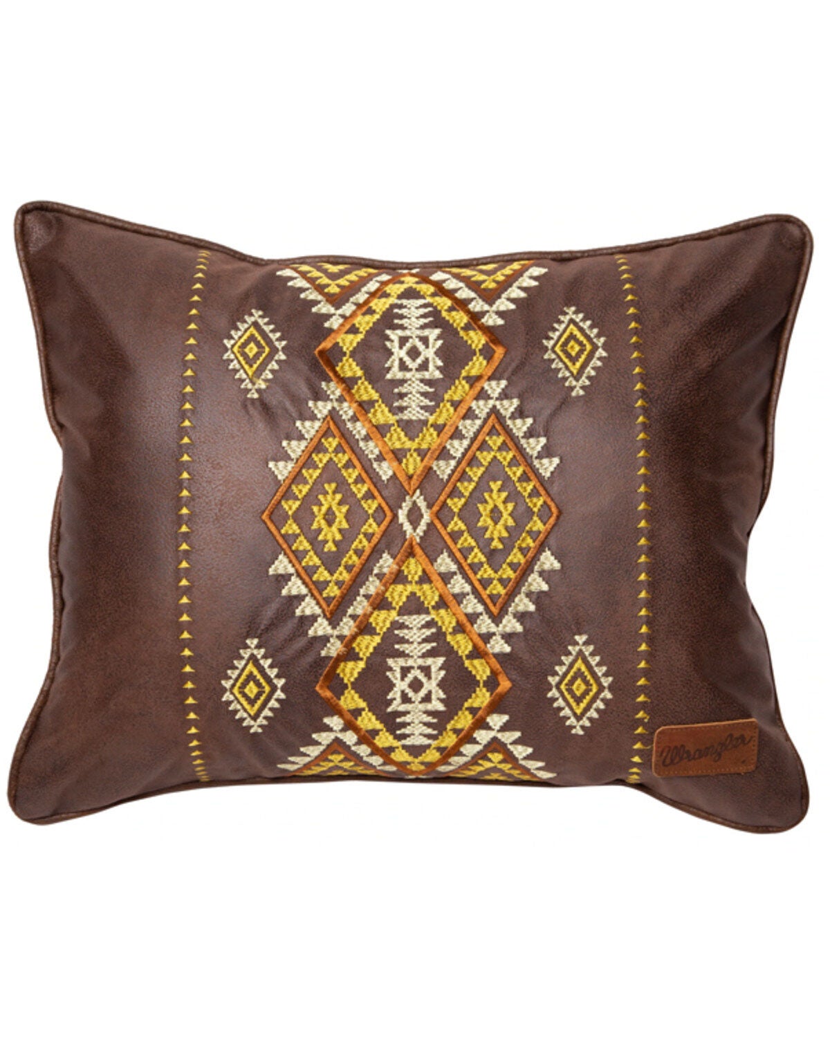 Carstens Home Wrangler Diamond River Southwestern Faux Leather Throw Pillow, Brown, hi-res
