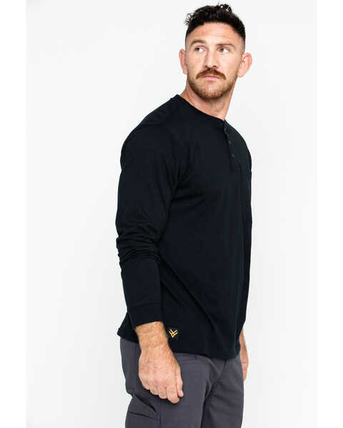 Hawx Men's Pocket Henley Long Sleeve Work Shirt , Black, hi-res