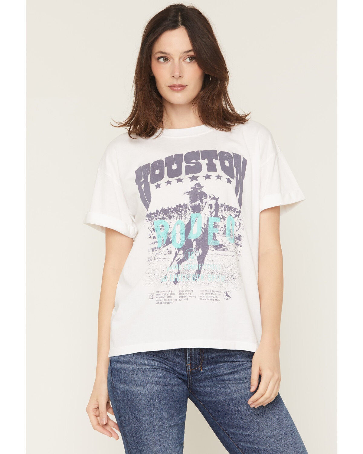 Girl Dangerous Women's Houston Rodeo Short Sleeve Graphic Tee, White, hi-res