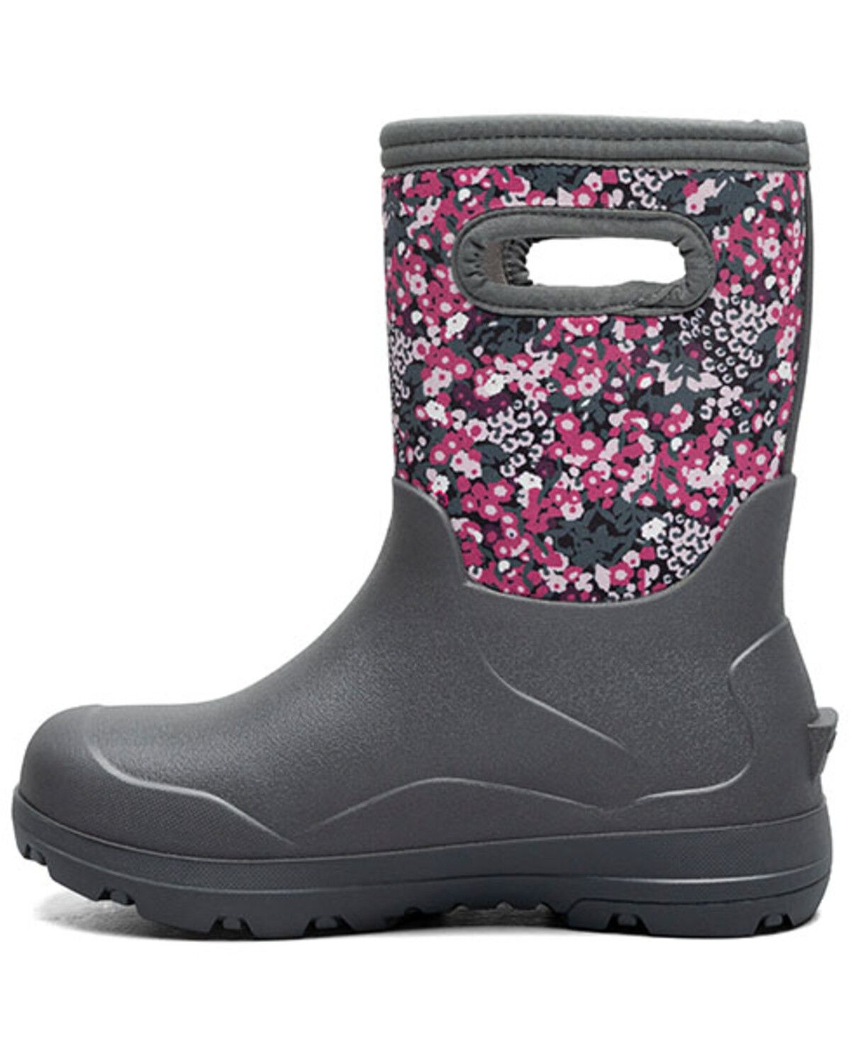 Image #3 - Bogs Girls' York Seamless Impressionist Floral Rubber Boots, Grey, hi-res