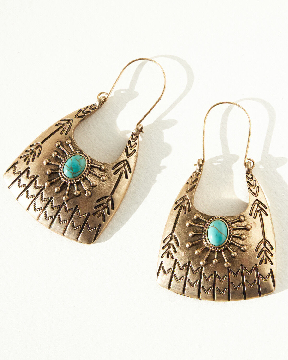 Image #2 - Shyanne Women's Summer Solstice Stamped Statement Earrings, Gold, hi-res