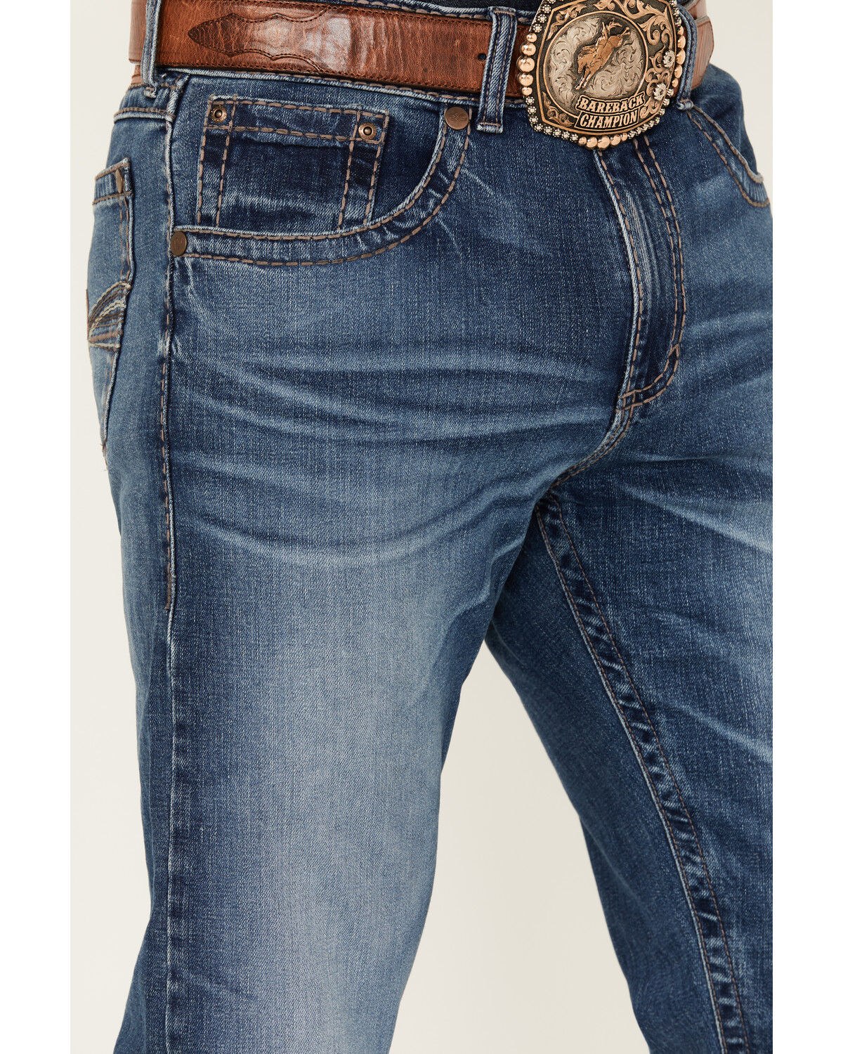 Image #2 - Rock 47 by Wrangler Men's Highland Medium Wash Slim Straight Stretch Denim Jeans, Medium Wash, hi-res