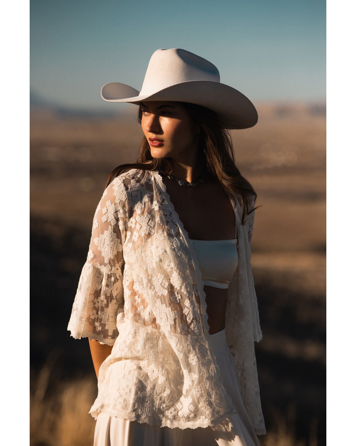 Shyanne Women's Hester Lace Flutter Sleeve Kimono, Cream, hi-res