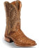 El Dorado Men's Handmade Caiman Stockman Boots - Broad Square Toe, Brown, hi-res