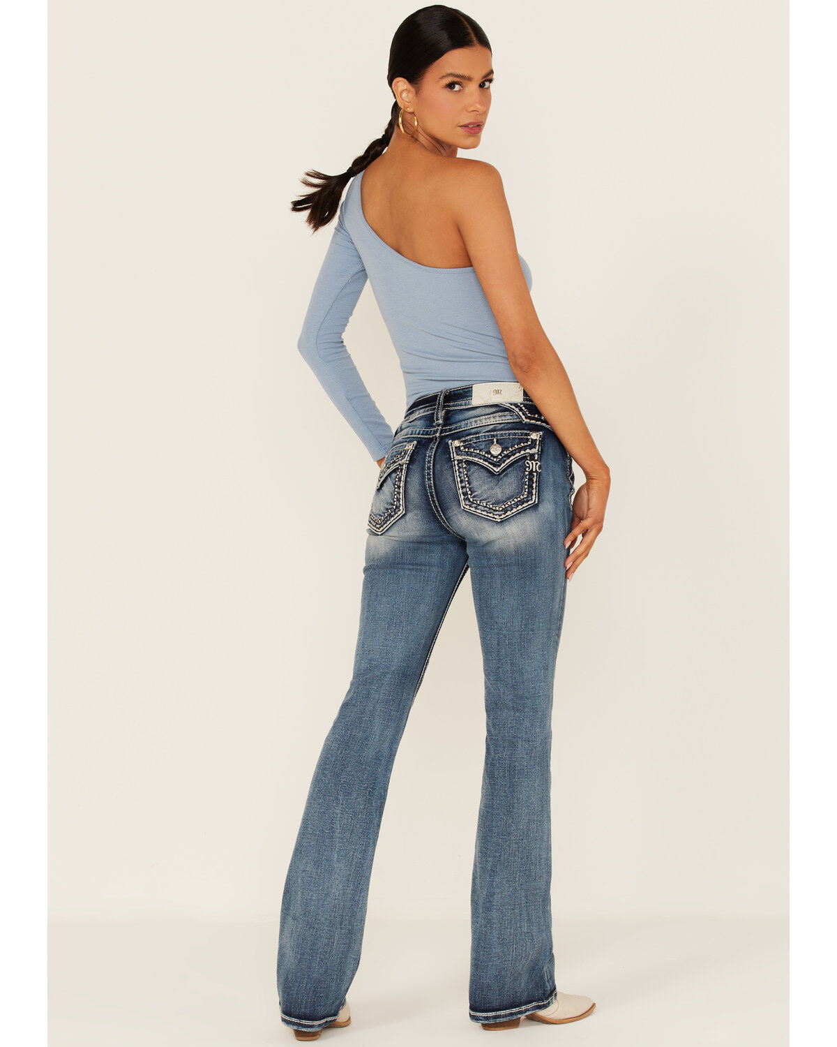 Image #3 - Miss Me Women's Border Flap Pocket Bootcut Jeans, Blue, hi-res