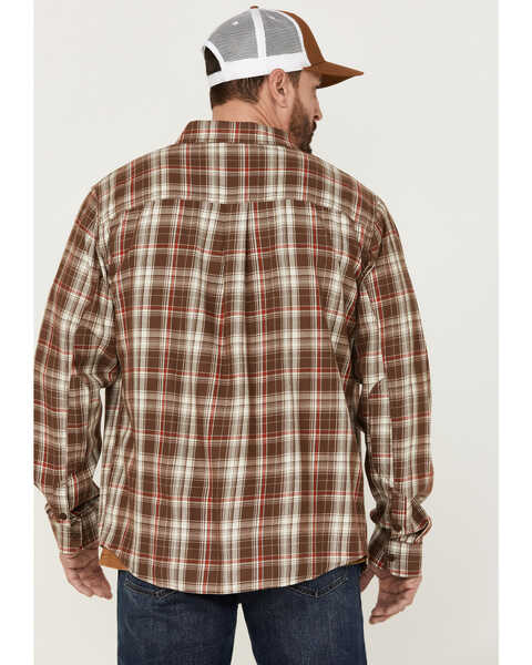 Brothers & Sons Men's Plaid Long Sleeve Button-Down Western Shirt , Brown, hi-res