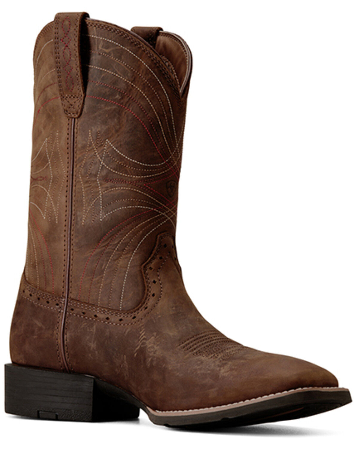 Ariat Men's Sport Western Performance Boots - Broad Square Toe, Brown, hi-res