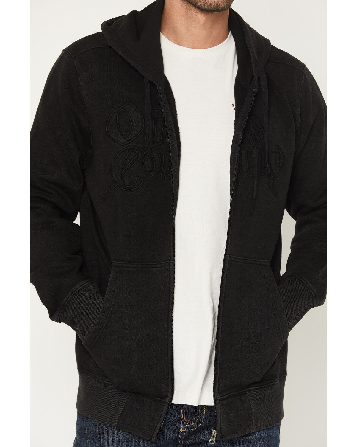 Image #3 - RANK 45® Men's Outlaw Country Solid Hooded Jacket, Black, hi-res