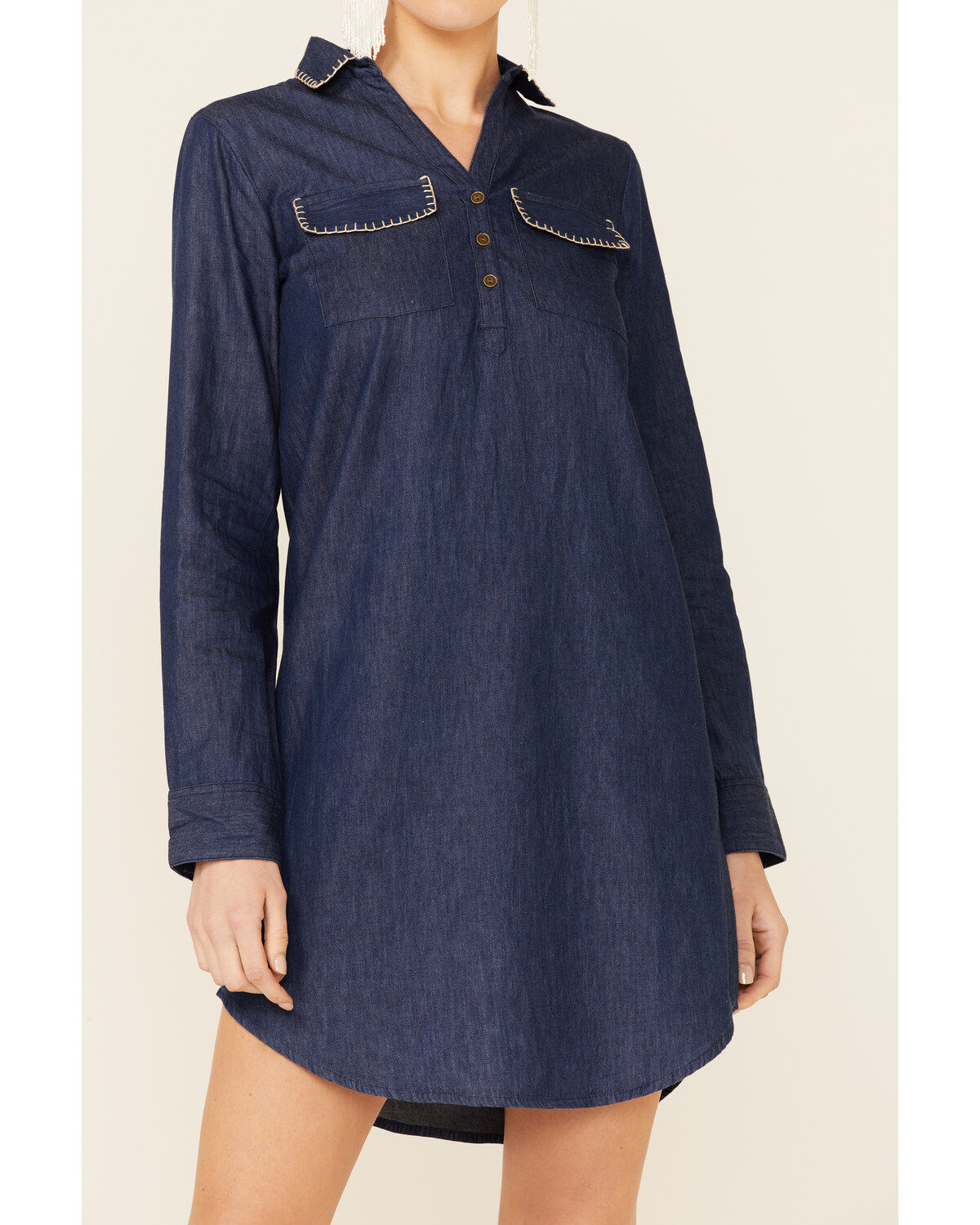Image #3 - Roper Women's Denim Stitched Mini Dress, Blue, hi-res