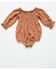 Image #3 - Yura Infant Girls' Floral Print Long Sleeve Onesie, Rust Copper, hi-res