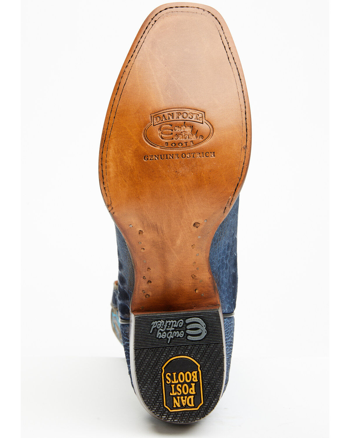 Image #7 - Dan Post Men's 11" Exotic Ostrich Leg Western Boots - Square Toe, Blue, hi-res