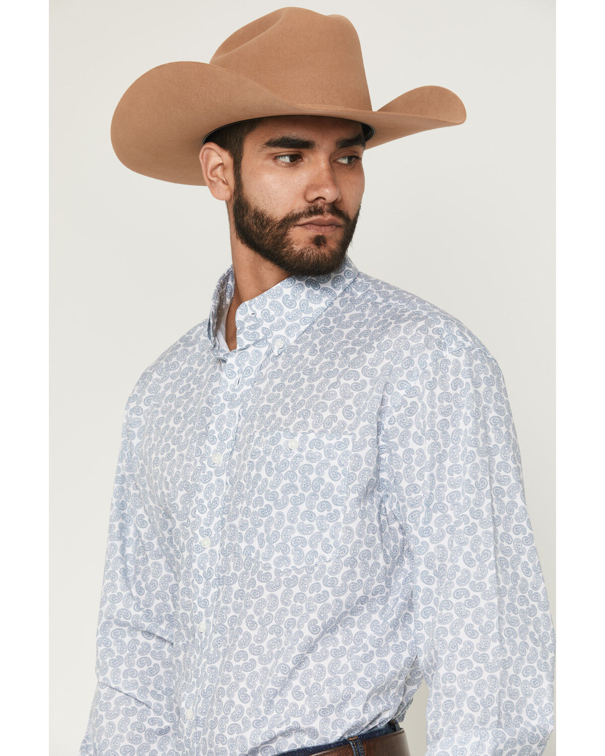 Image #2 - Wrangler Men's Paisley Print Long Sleeve Button-Down Stretch Western Shirt, White, hi-res