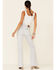 Lee Women's Acid Wash High Rise Flare Jeans, White, hi-res