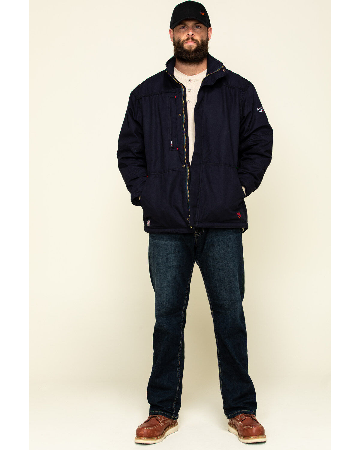 Image #6 - Ariat Men's Navy FR Workhorse Insulated Work Jacket, , hi-res