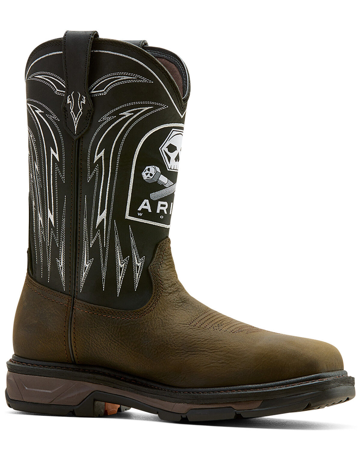 Image #1 - Ariat Men's WorkHog® XT Bolt Skull Waterproof Work Boots - Carbon Toe, Brown, hi-res