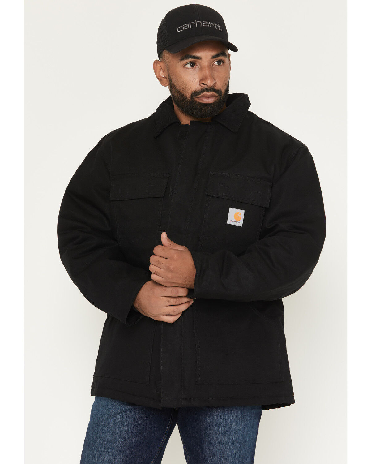 Image #1 - Carhartt Men's Loose Fit Firm Duck Insulated Traditional Coat, Black, hi-res
