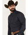 Cinch Men's Diamond Print Long Sleeve Button Down Western Shirt, Navy, hi-res