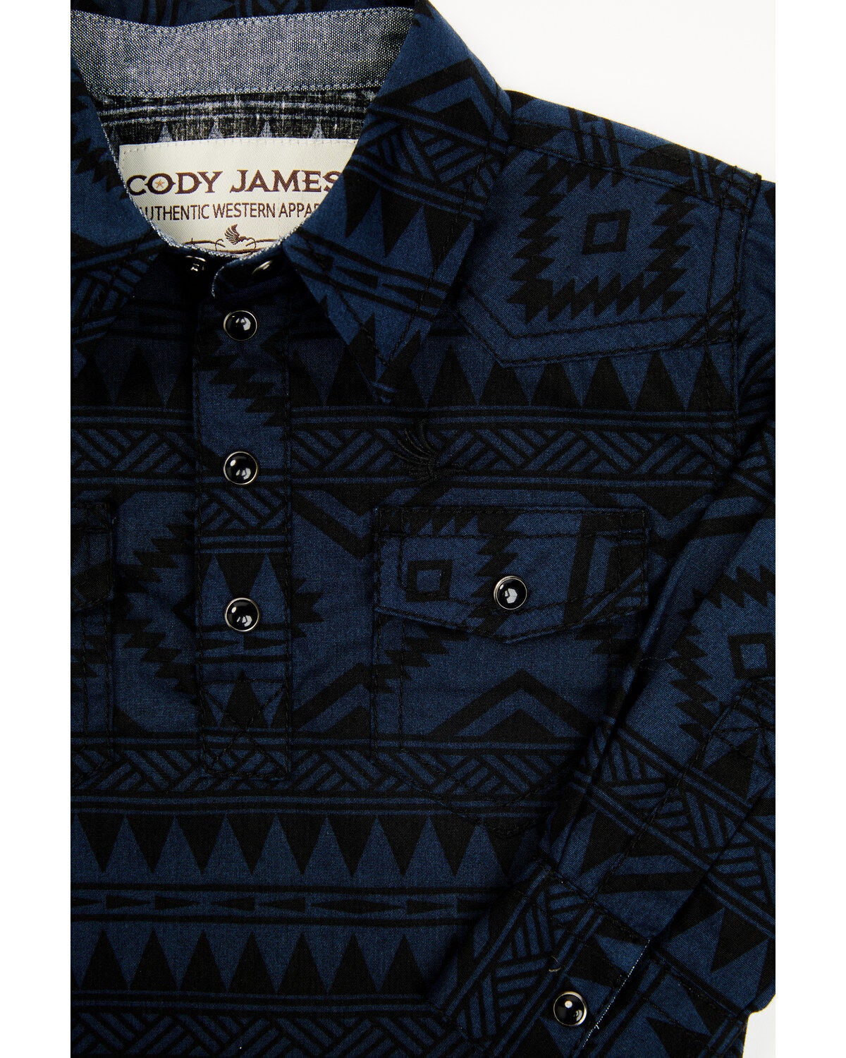 Image #2 - Cody James Infant Boys' Machine All-Over Print Long Sleeve Snap Western Onesie, Light Blue, hi-res