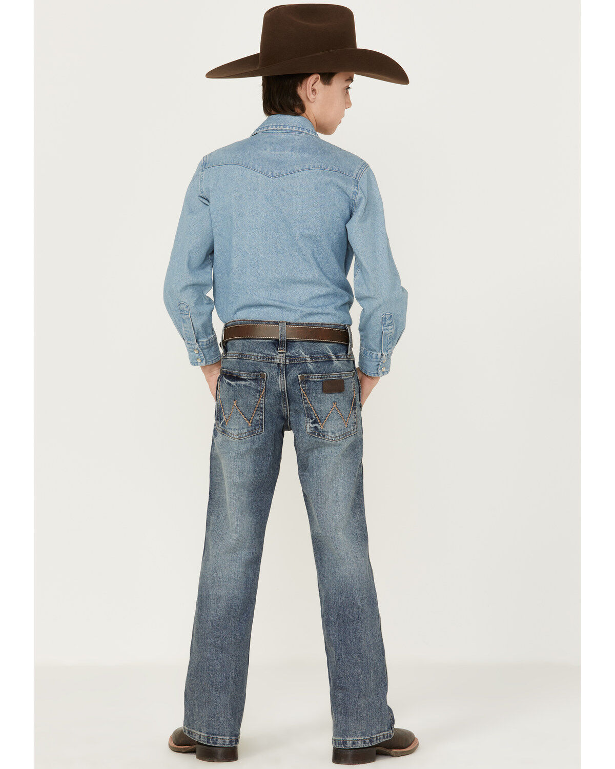 Image #3 - Wrangler Boys' Greeley Relaxed Bootcut Jeans, Blue, hi-res