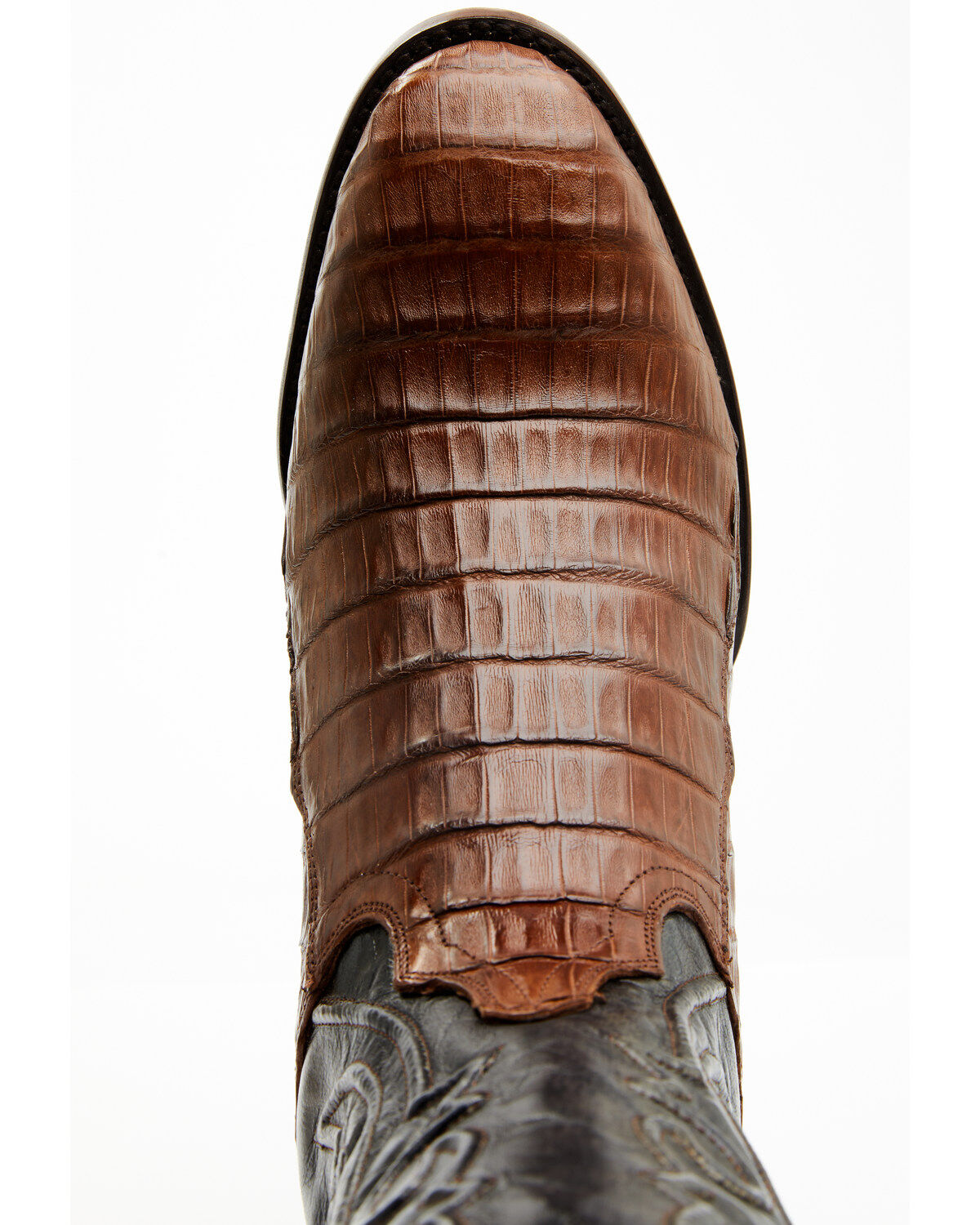 Image #6 - Dan Post Men's 12" Exotic Caiman Western Boots - Round Toe, Brown, hi-res