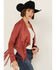 Image #2 - Shyanne Women's Open Front Faux Suede Fringe Jacket, Rust Copper, hi-res