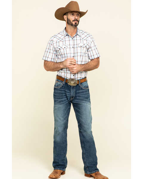 Image #6 - Cody James Men's Neon Glow Plaid Short Sleeve Western Shirt , White, hi-res