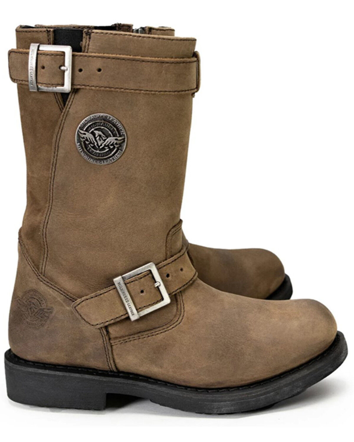 Image #2 - Milwaukee Leather Women's 10" Classic Engineer Motorcycle Boots - Round Toe, Brown, hi-res